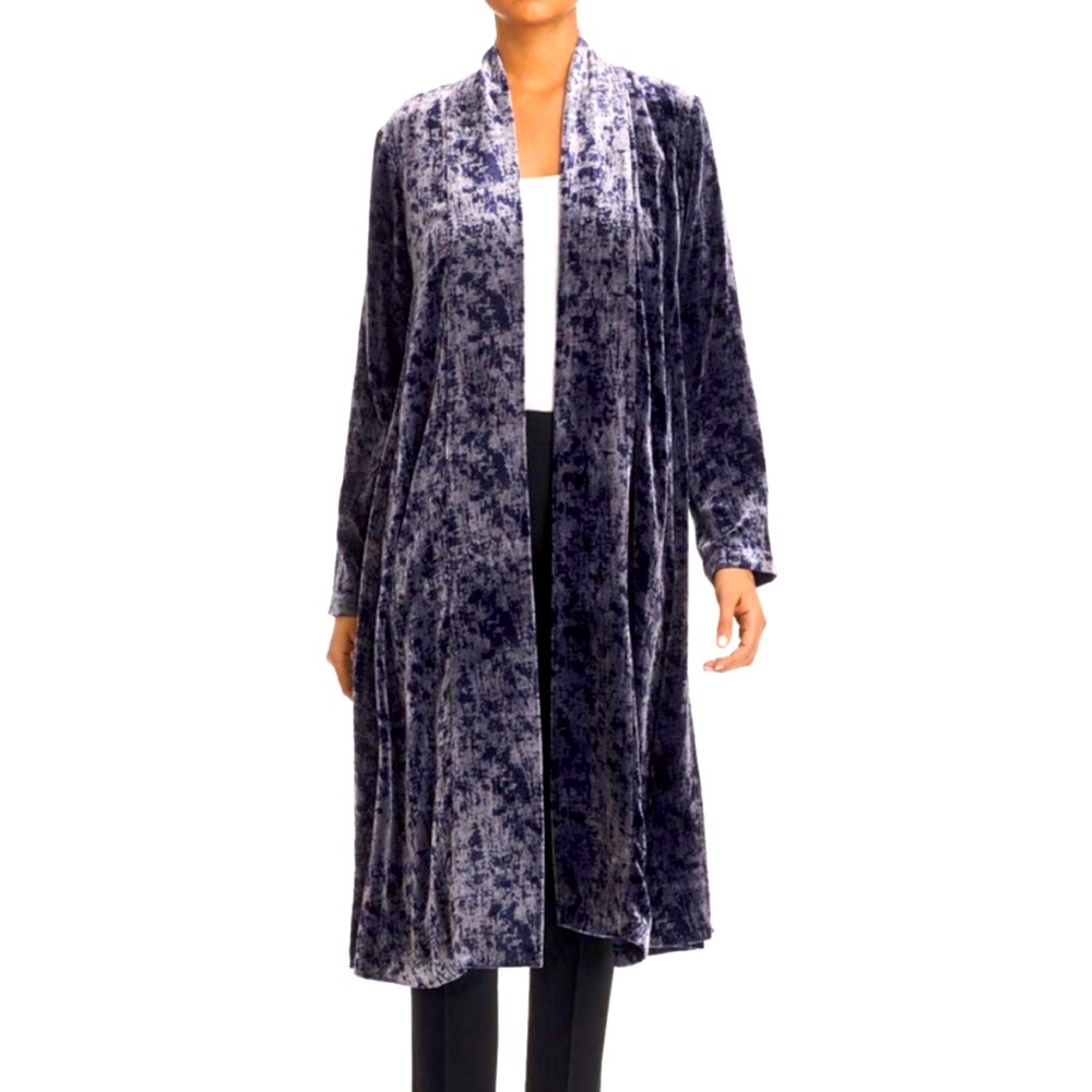 EILEEN FISHER Velvet Silk Midnight Duster Cardigan Gorgeous Glam